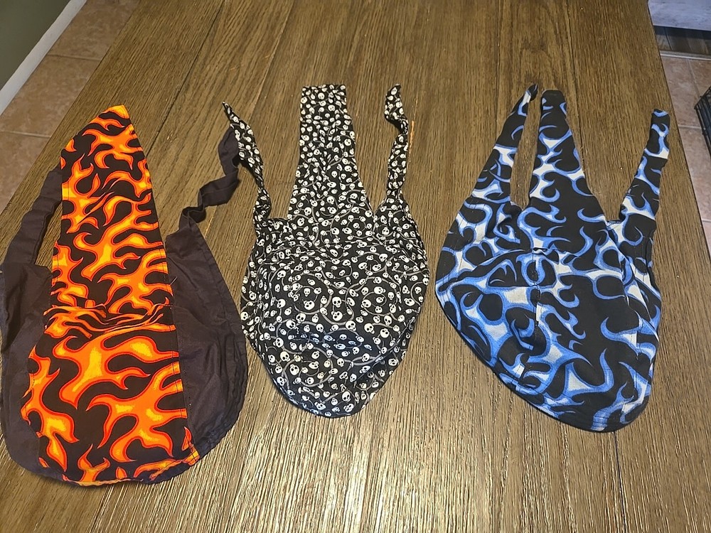 surgery scrub caps Lot 3 SKULLS FLAMES welders Caps Bikers OSFM