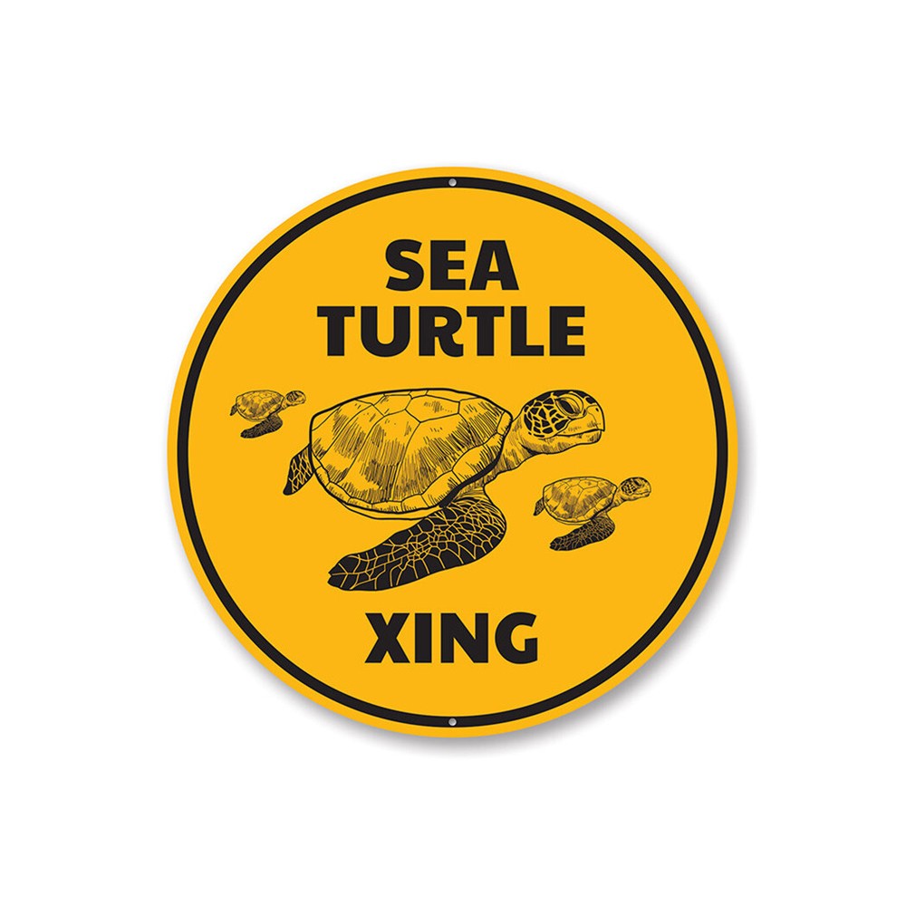 Sea Turtle Crossing Sign, Marine Sea Life, Scuba Diving Aluminum Sign