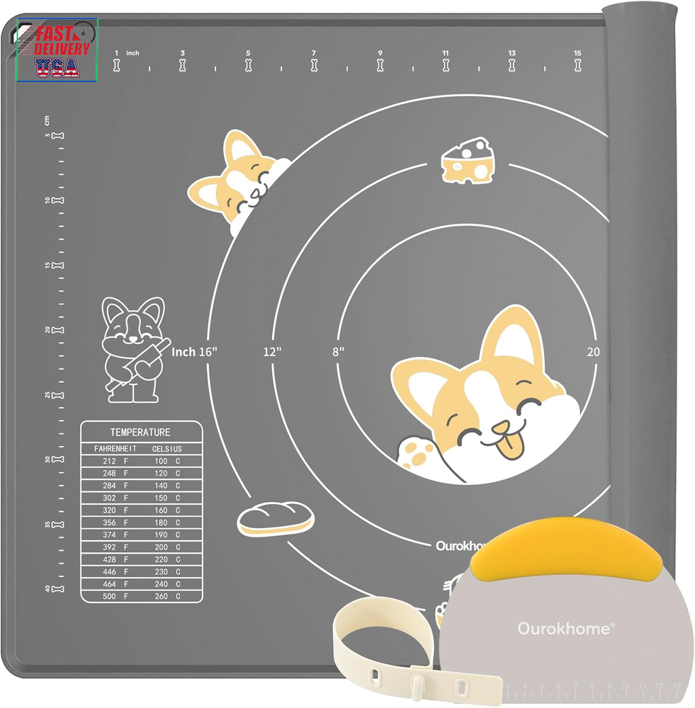 Silicone Baking Mat Sheet and Pastry Dough Cutter, 0.5 Inch Thick 28