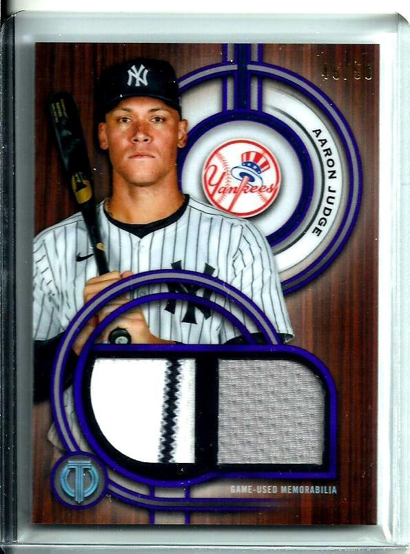 Aaron Judge 2025 Topps Tribute Purple Dual Relic 46/50 Yankees DRAJ-image