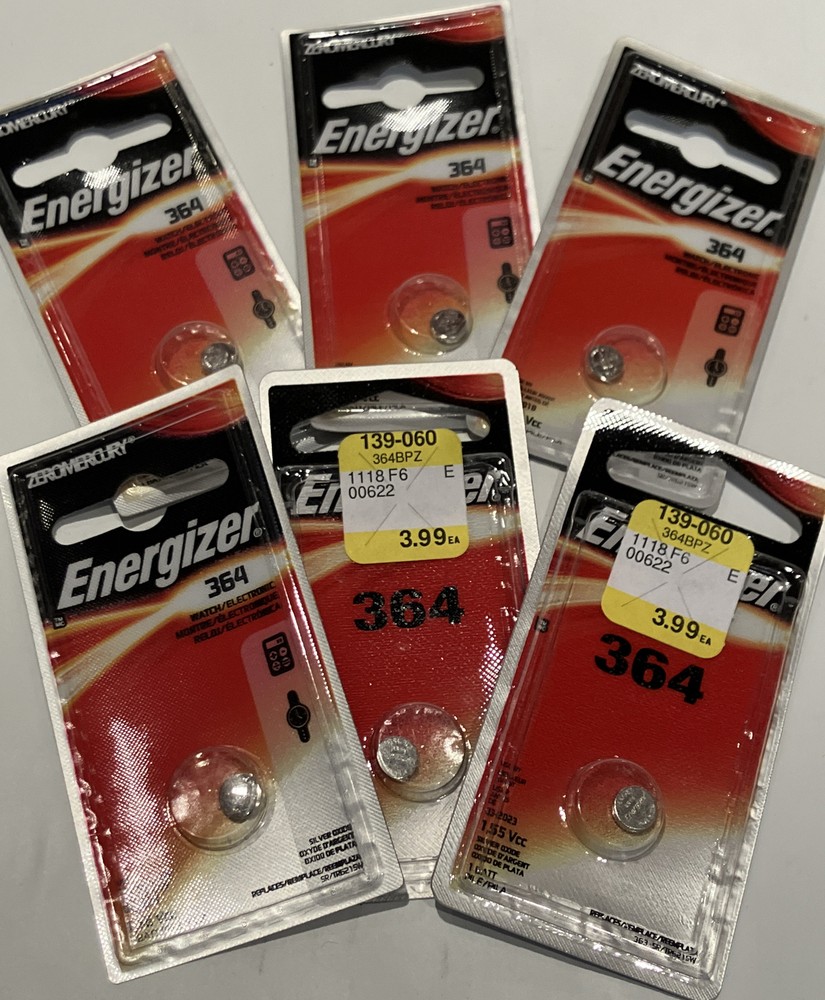 Lot of 6 ENERGIZER 364 SILVER OXIDE  BATTERIES 6 COUNT NEW IN PACKAGE