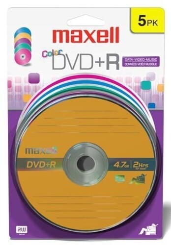 Maxell 639031 4.7 GB DVD+R Color 5pk Card 5 Pack [New Digital Recording Media]