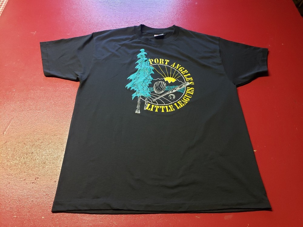 Vintage Port Angeles Little Leagues Blk XL Single Stitch U.S.A. Cotton Blend