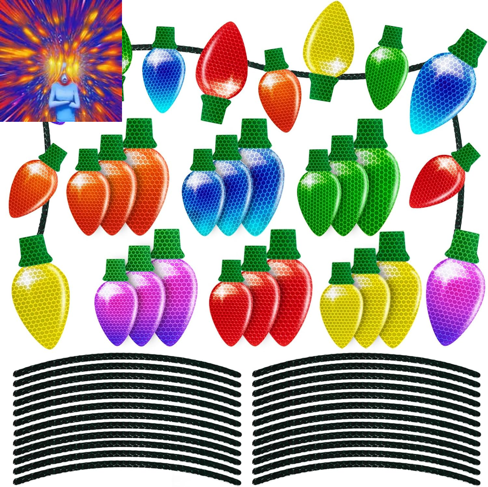 90PCS Christmas Car Refrigerator Decorations - 42 Reflective Bulb Light Shaped M