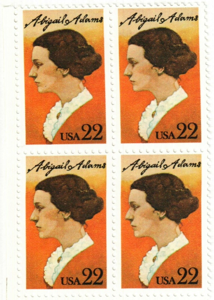 ABIGAIL ADAMS--Block of 4 Collectible Unused 1985 Stamps--FREE SHIPPING-image