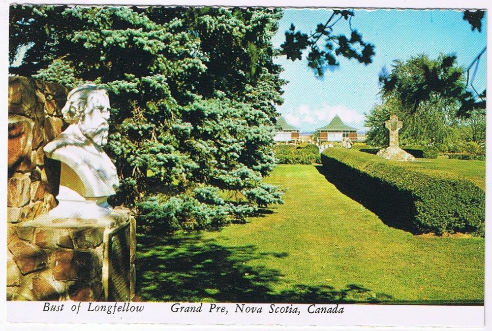 Nova Scotia Postcard Grand Pre Historic National Park Bust Of Longfellow