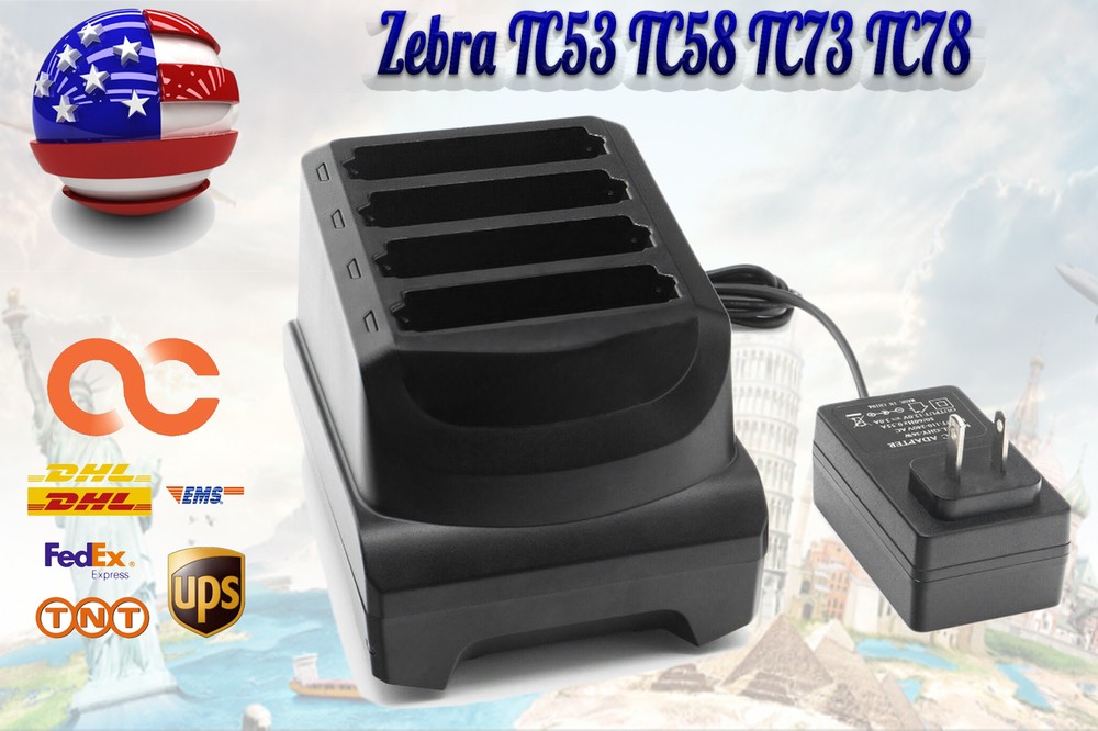 4-Slot Battery Charging Cradle for Zebra TC53 TC58 TC73 TC78 SAC-NGTC5TC7-4SCHG