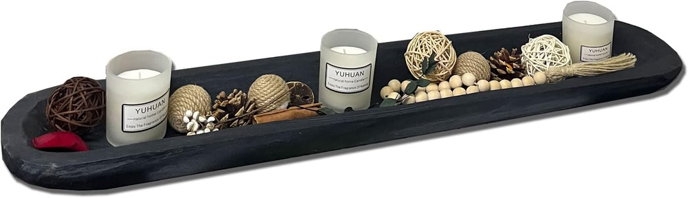 Rustic Hand-Carved Wooden Dough Bowl for Bread Serving and Decor