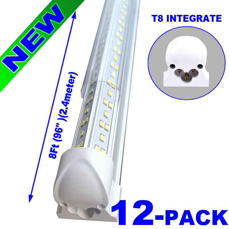 12Pack 8ft LED Tube Light Bulbs 144W 6500K 8 Foot LED Shop Light Fixture 18000LM