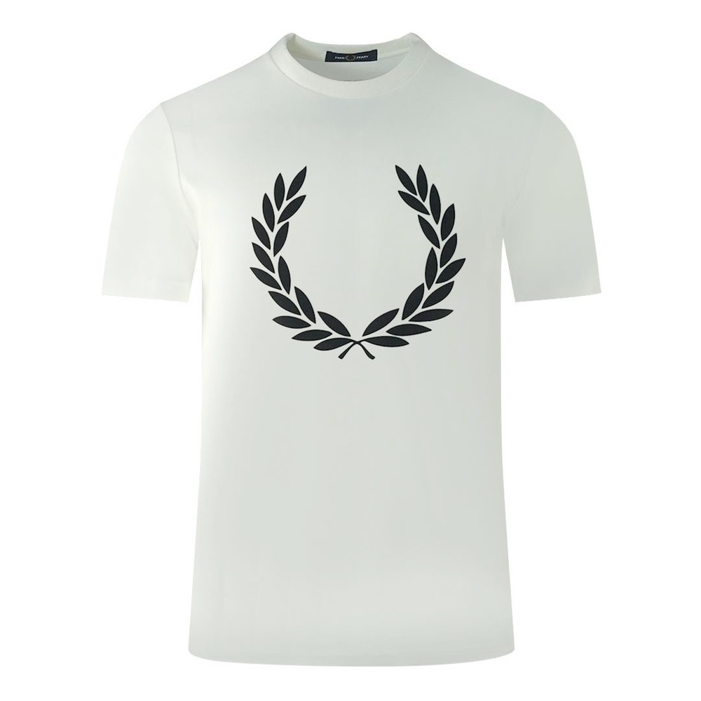 Fred Perry White T-Shirt with Large Laurel Wreath Logo