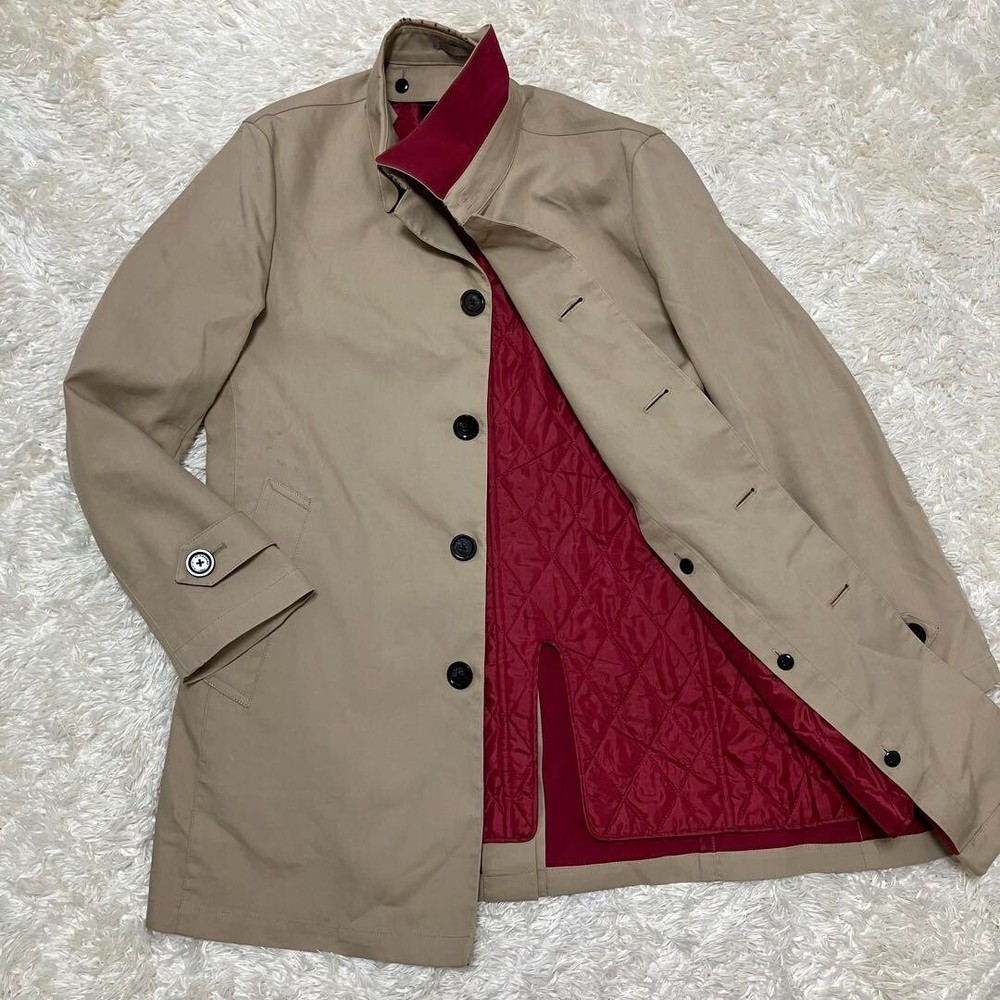 Burberry Black Label Beige Soutien Collar Coat Quilted Liner Men Size M Used