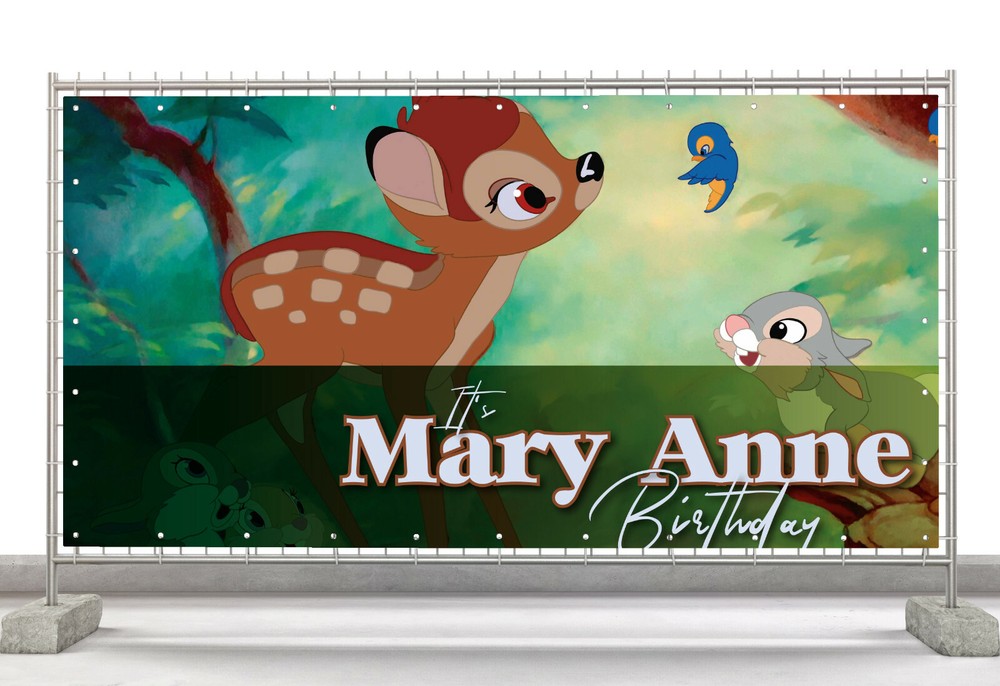 Bambie and Thumper Custom Happy Birthday Banner Personalized Poster M430