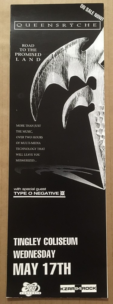 QUEENSRYCHE & TYPE O NEGATIVE Rare 1995 PROMO Concert Gig TOUR Poster New Mexico