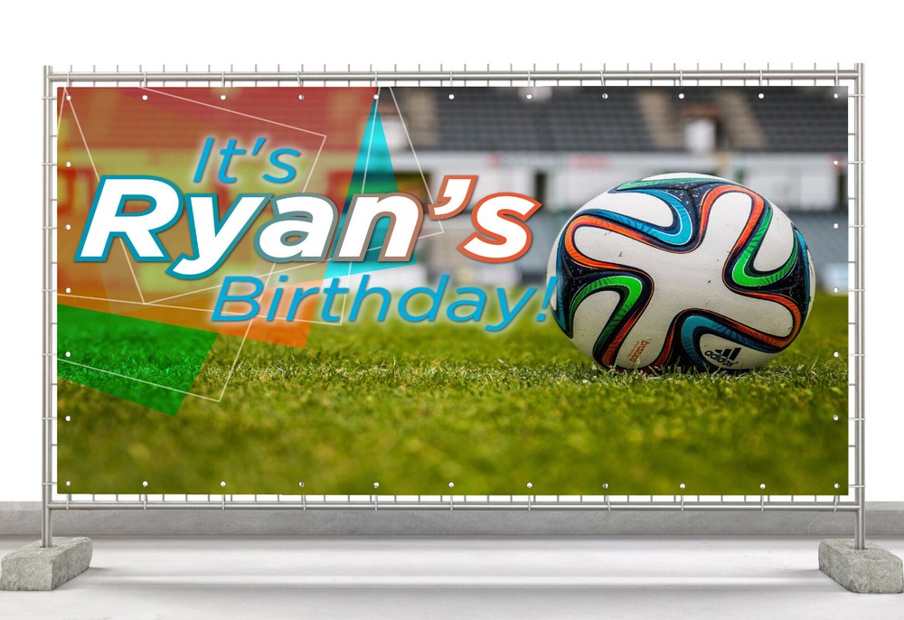 Soccer Ball Custom Happy Birthday Banner Personalized Poster M468