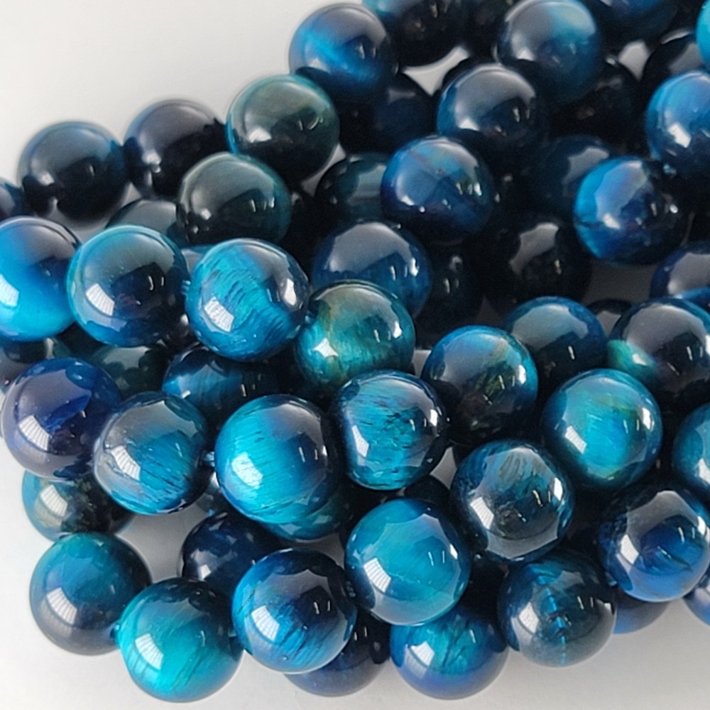 Blue Tiger Eye Dyed Smooth Round Gemstone Beads 6mm 8mm 10mm
