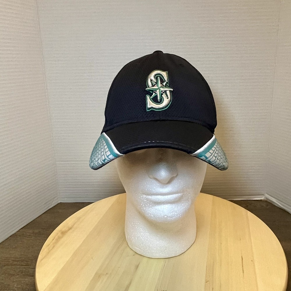 Seattle Mariners Stretch Fitted Hat Cap Mens M L Blue MLB New Era 39Thirty