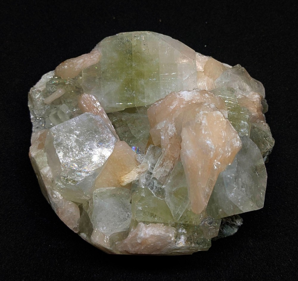 Stunning Light Green Apophyllite Cubes with Stilbite on Matrix Mineral Specimen