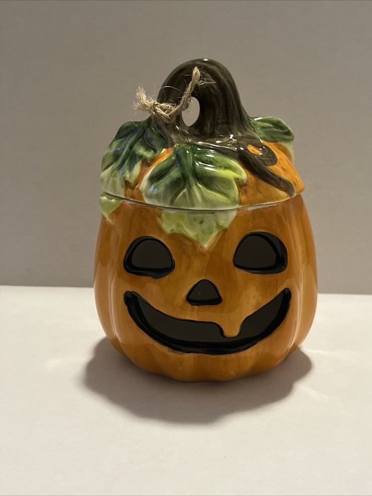 Pacific Rim Ceramic Halloween Pumpkin Tealight Candle Holder