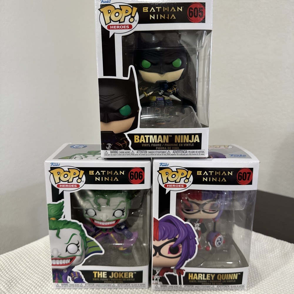 🔥🔥🔥 Funko POP! Batman Ninja Heroes, 3-Set Batman, The Joker Harley Quinn NEW