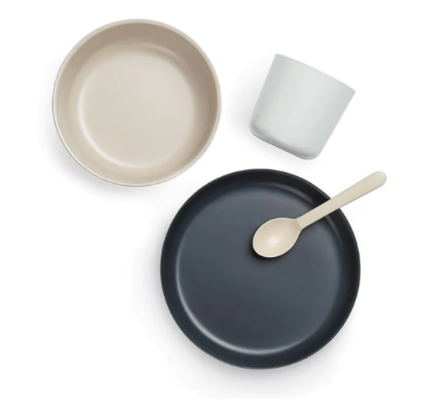 4-Piece EKOBO Miku Kids Bamboo Dinnerware Set Bowls Spoon BIOBU® Eco-Material