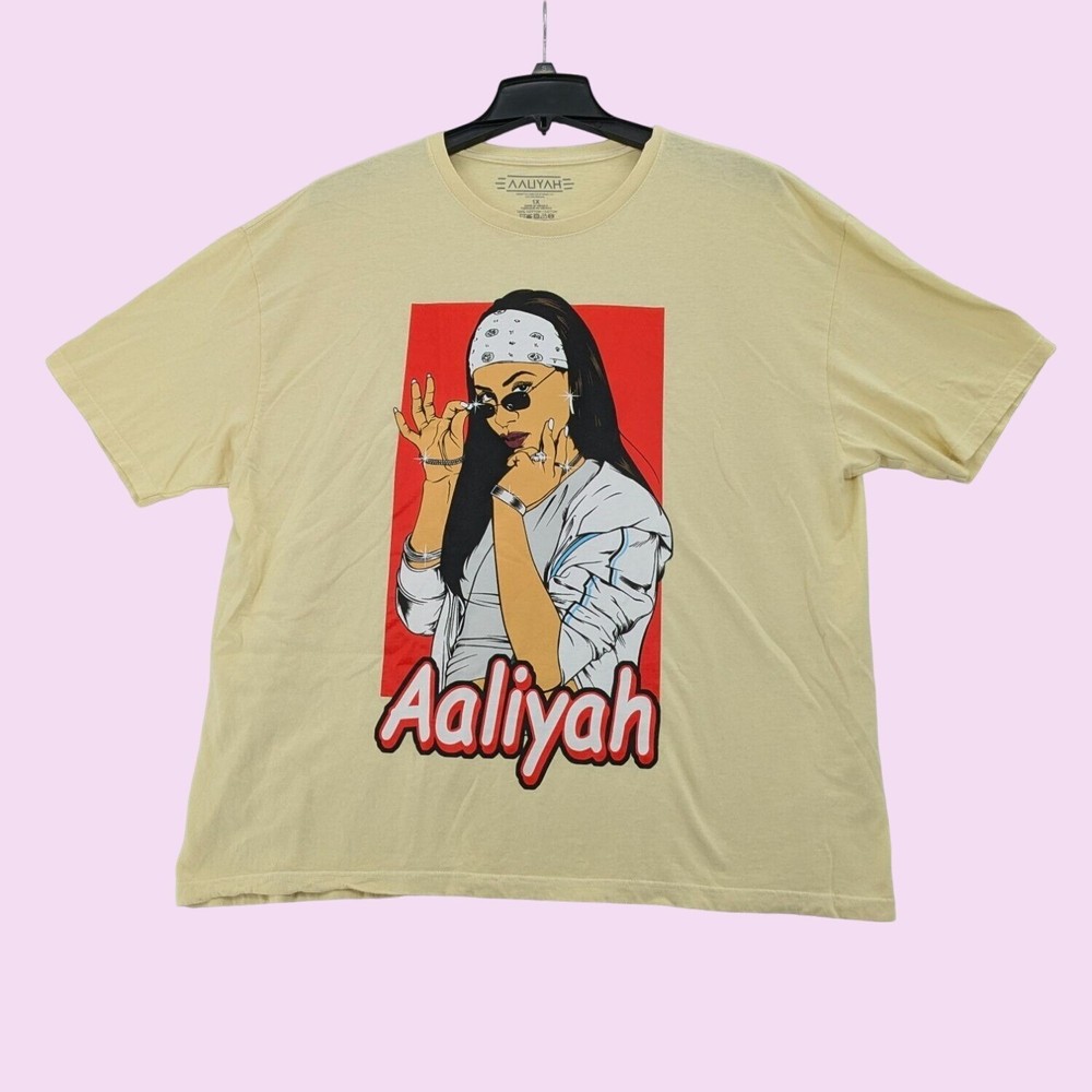 Forever 21 Aaliyah Graphic Y2K Boyfriend T-Shirt Pullover Yellow Women Size 1X-image