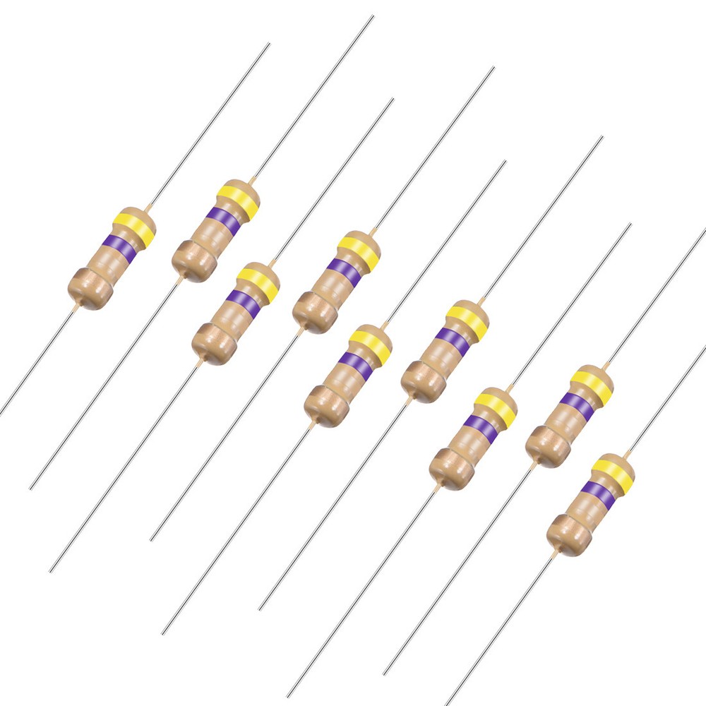 50pcs Axial Film Resistors 4.7Ohm 0.25W 5% Tolerances 4Color Carbon-