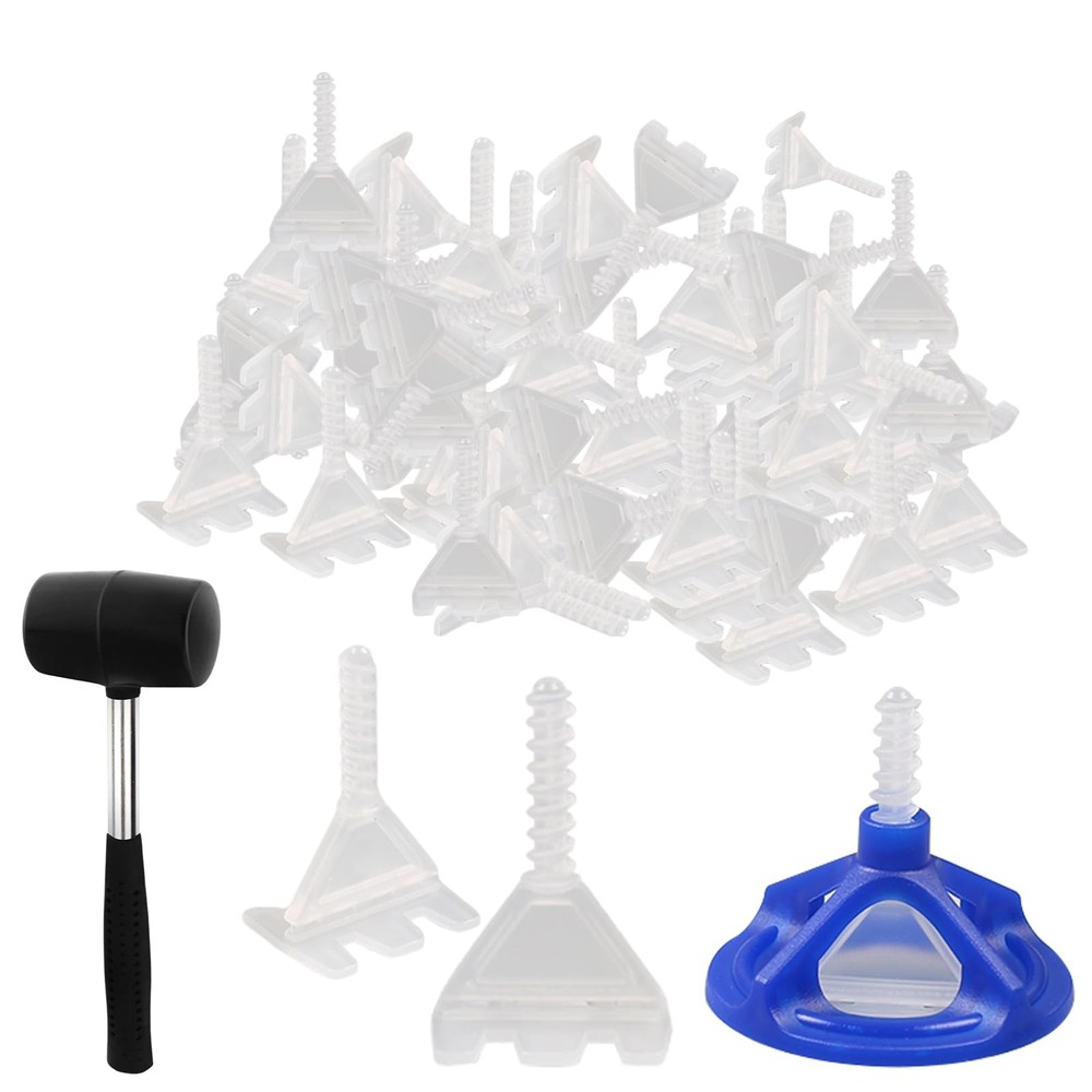 1/8 Inch Tile Leveling System Kit with Rubber Mallet and 300 Spacers