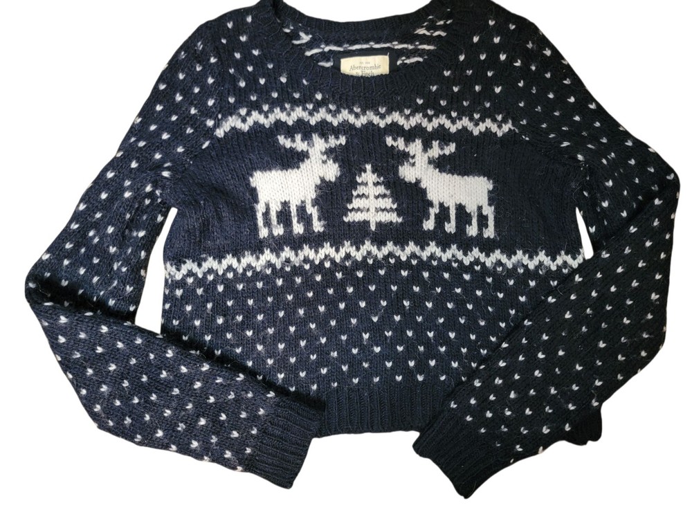 Abercrombie & Fitch Holiday Wool Sweater Moose S Small XS-image
