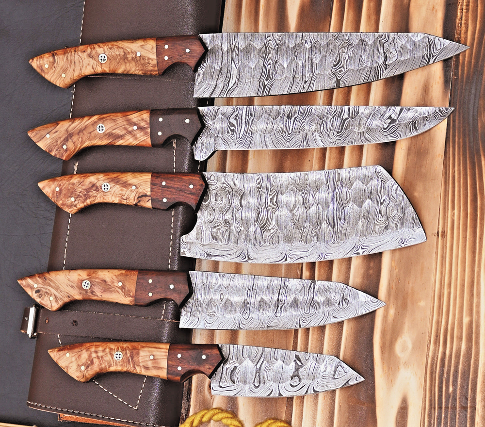 Handmade HAND FORGED DAMASCUS STEEL CHEF KNIFE Set Kitchen Knives