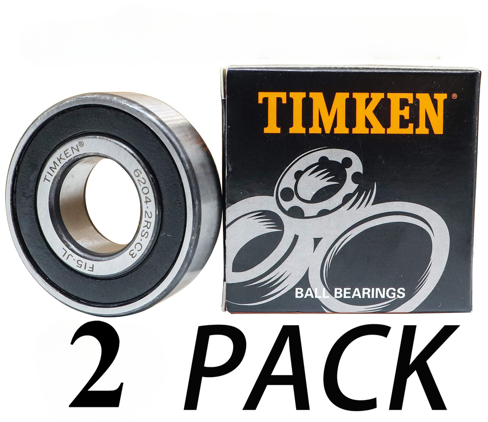 New 2 Pack 6204-2RSC3 TIMKEN 20X47X14MM Clearance Double Rubber Sealed Bearings