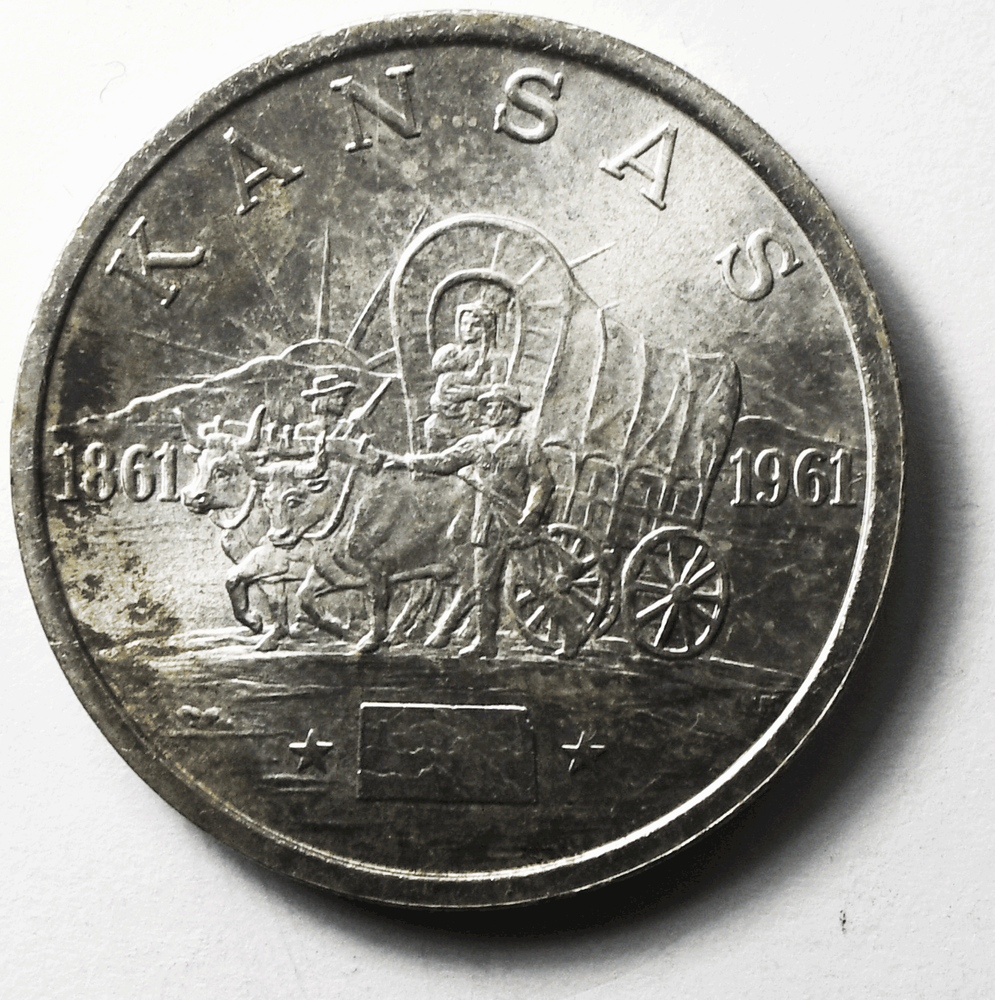 1961 Kansas Centennal Silver So Called Half Dollar Statehood Medal 34mm