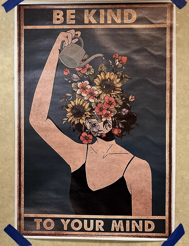 Be Kind To Your Mind Positive Mental Health Poster ✅ Canvas Wall Art 16x24 ✅ New