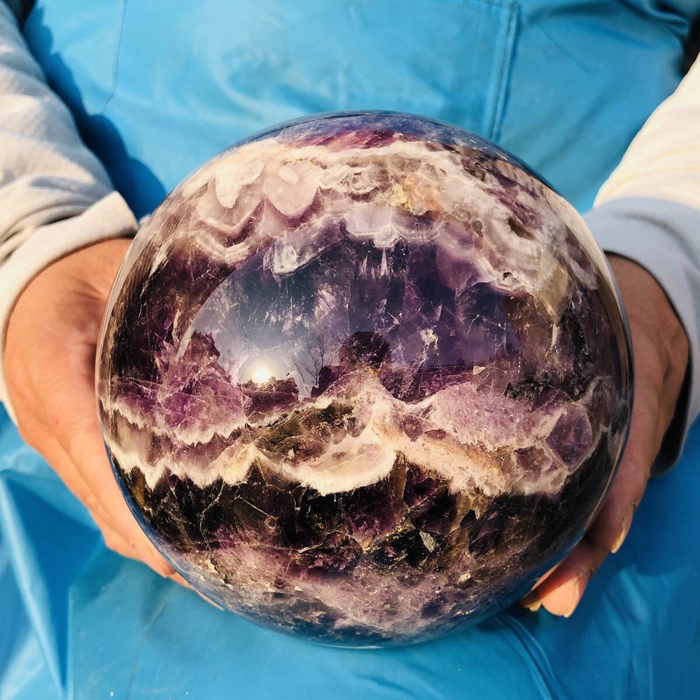 70mm Natural Amethyst Crystal Sphere Ball for Healing & Energy