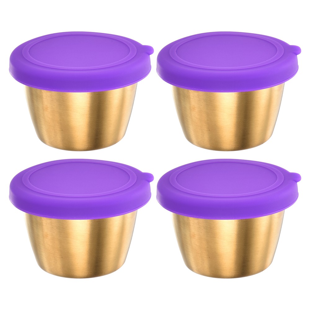 4pc 2.4oz Purple Condiment Cups with Lids for Dressings & Sauces  