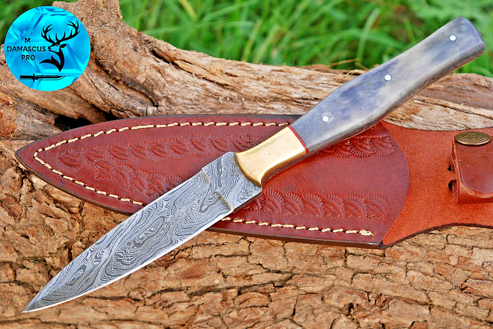 DAMASCUS STEEL THROWING BOOT KNIFE DAGGER HUNTING CAMPING SURVIVAL EDC KNIFE 676