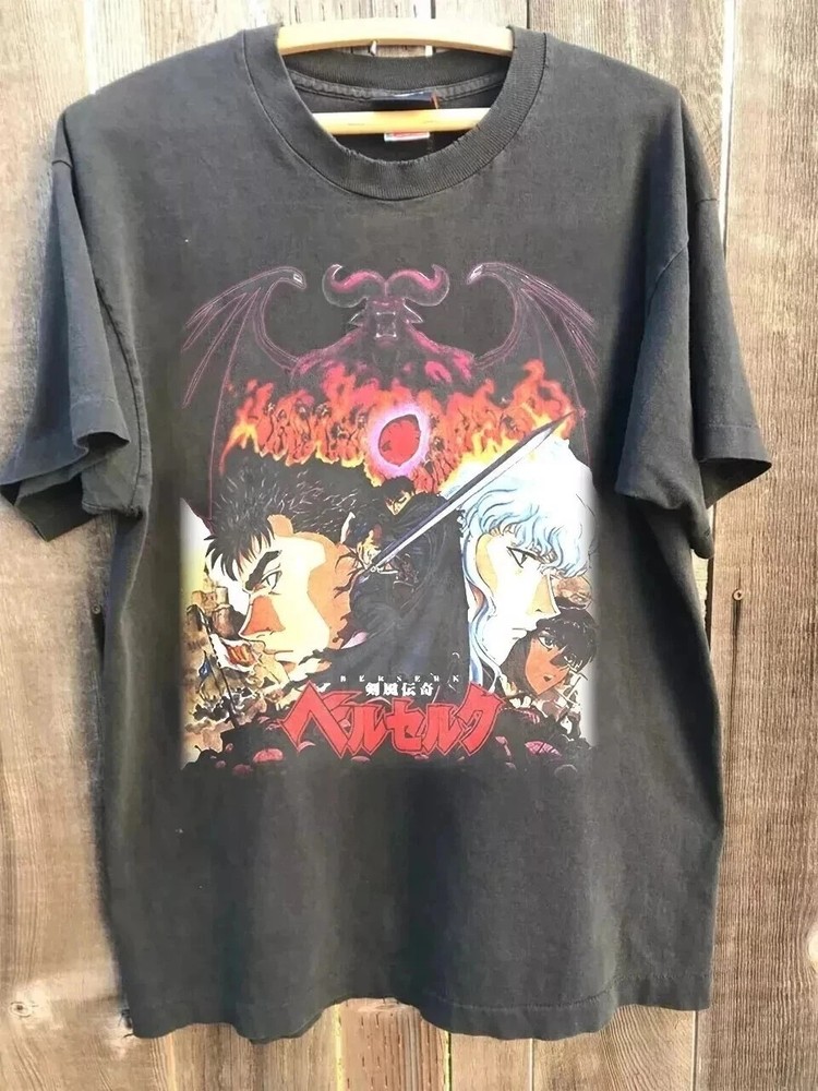 Vintage 90's Berserk Anime Shirt, Graphic Retro Charcoal Unisex Shirt.