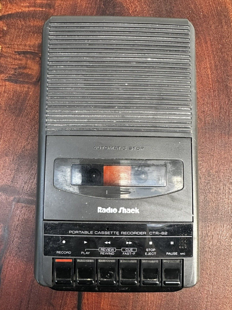 Vintage Radio Shack CTR-62 Portable Cassette Tape Recorder -Built in Mic Working