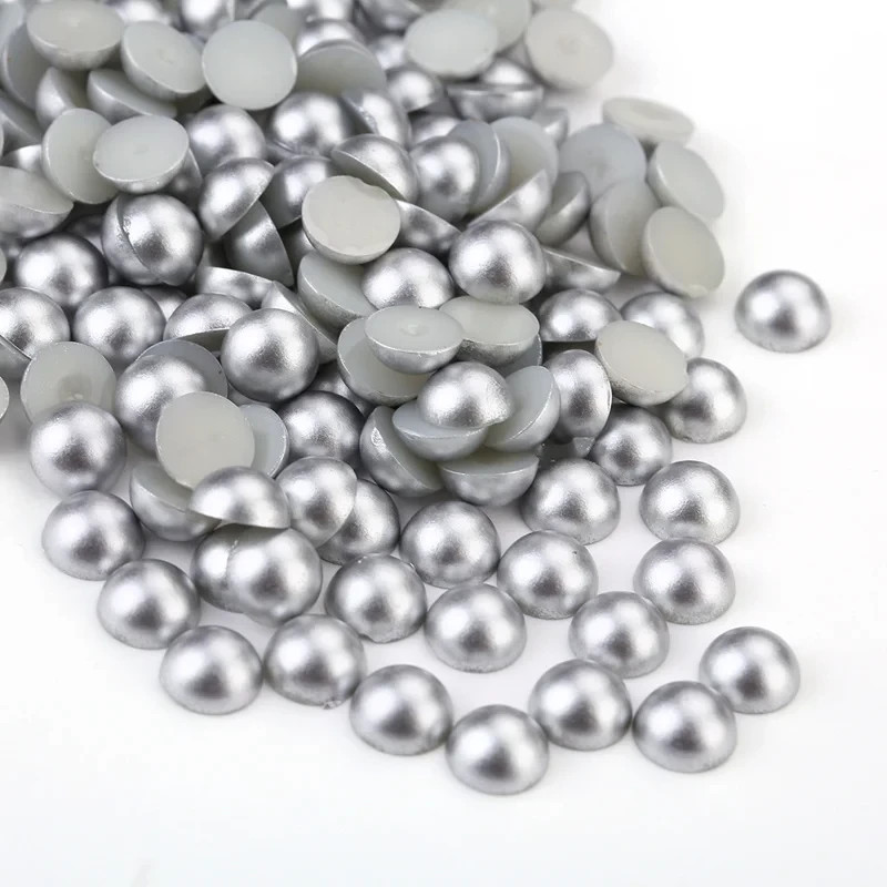 CraftbuddyUS 50pcs 10mm Flatback Half Round Acrylic SILVER Rhinestone Gems