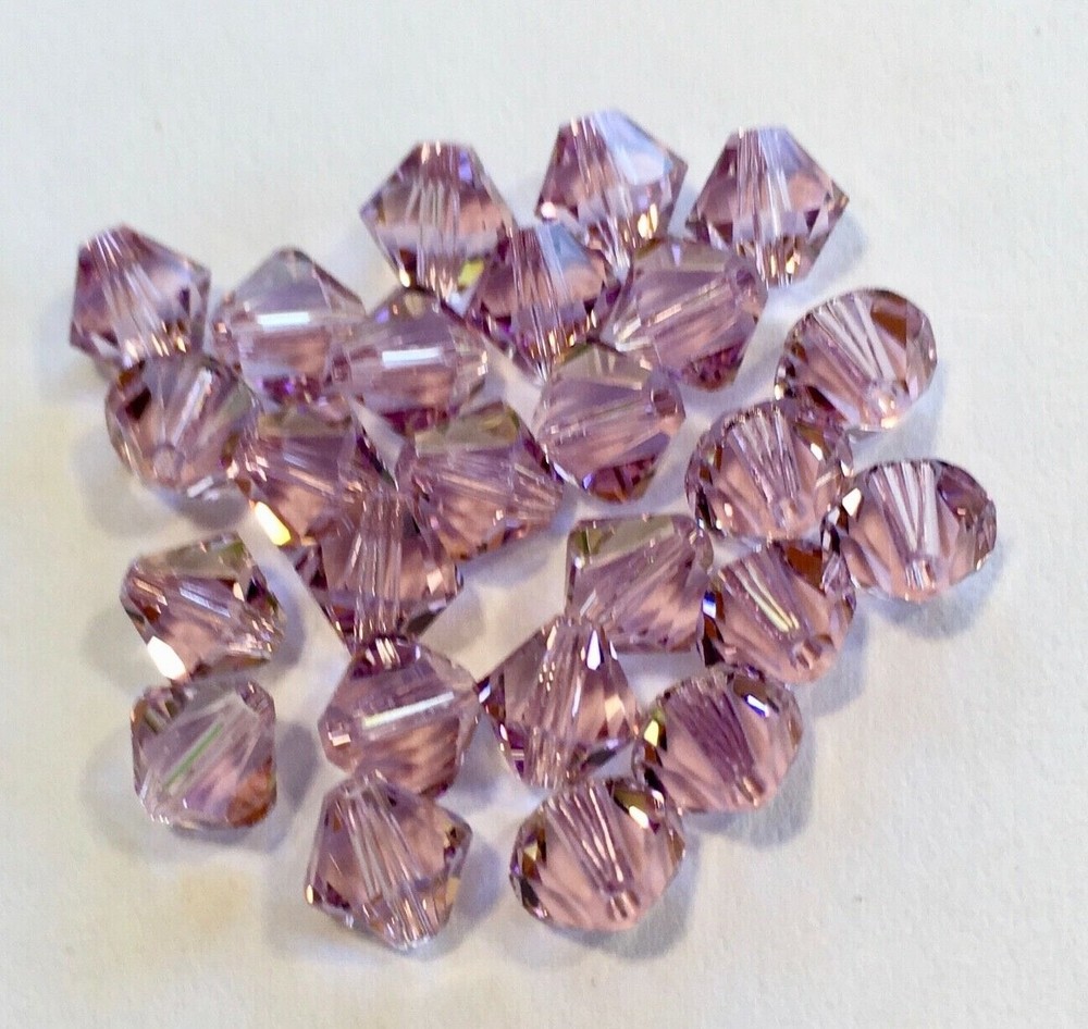 25 pc SWAROVSKI CRYSTAL LIGHT AMETHYST 6mm Loose 5328 BEADS BICONES Lt. Purple