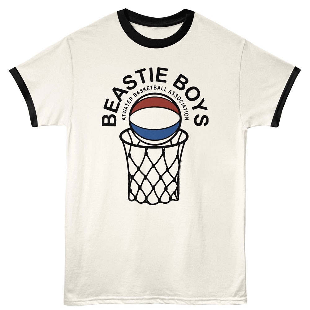 BEASTIE BOYS Ringer T-Shirt Mens ABA  Music New Official Vintage White Black-image