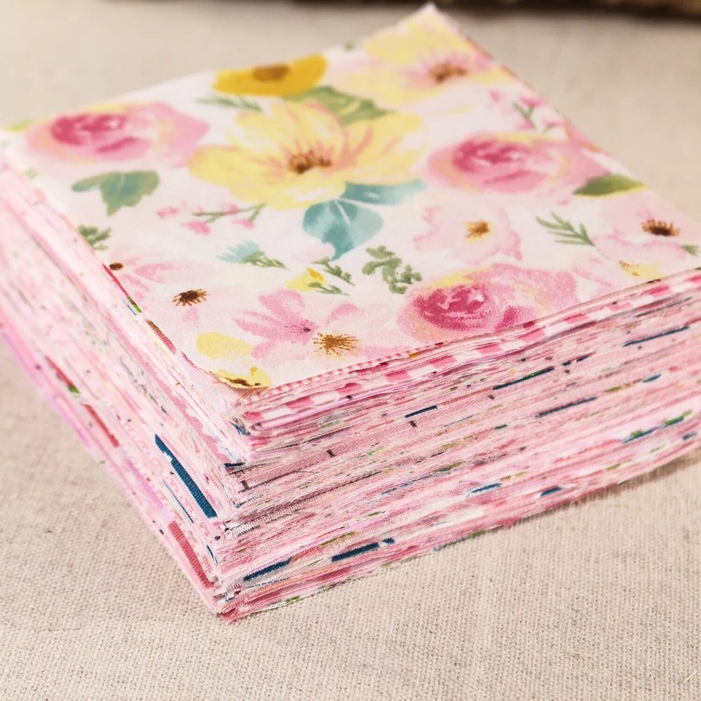 80 Charm Squares Cotton Pink Floral Quilting Fabric Scraps Sewing Crafts Diy