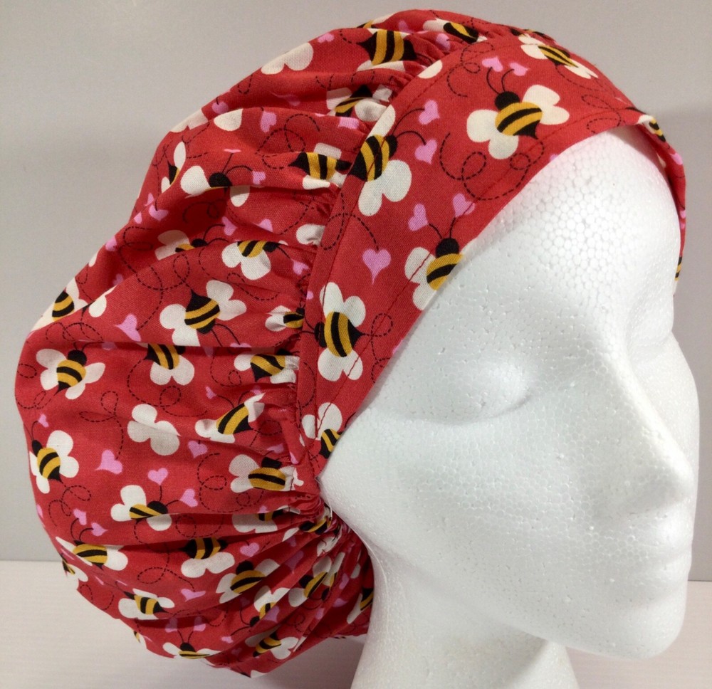 San Valentín Corazón de Abeja Medio Bouffant Médico Cirujano Sombrero Exfoliante Quirúrgico-image