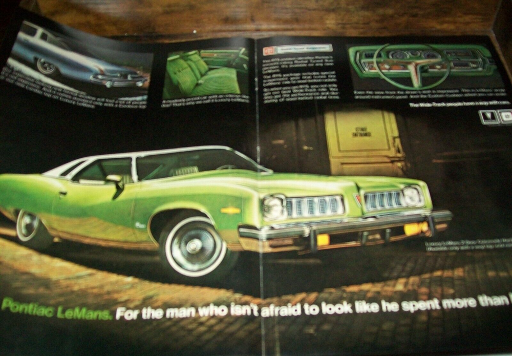 1974 74 Pontiac LeMans Le Mans mid-size magazine centerfold car ad