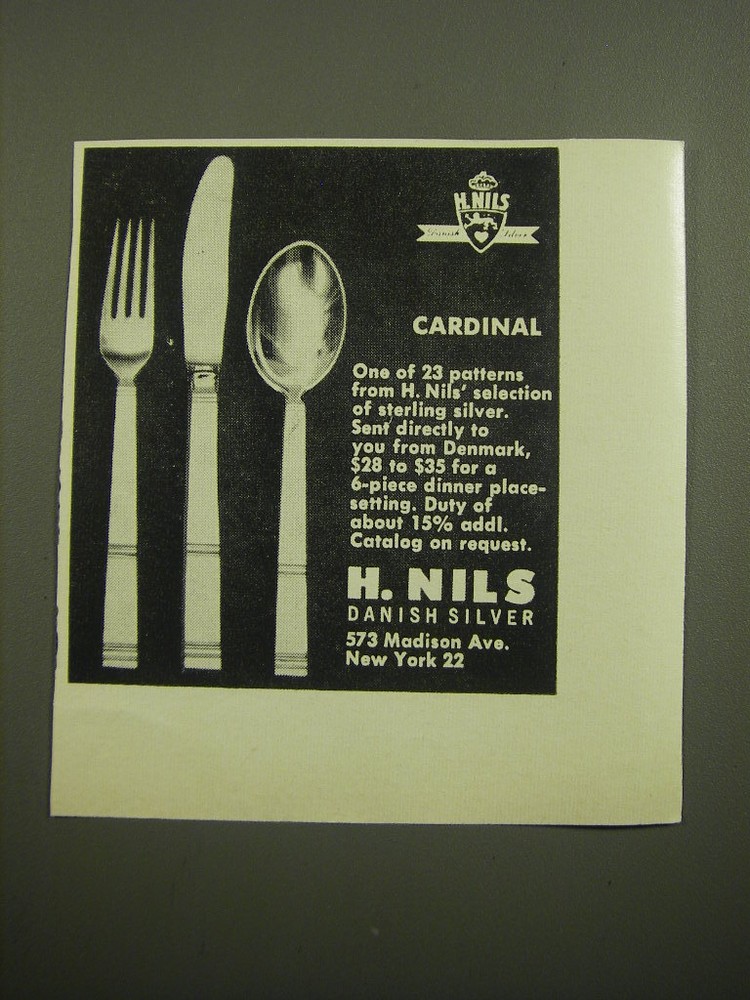 1960s H. Nils Cardinal Sterling Silverware Vintage Ad