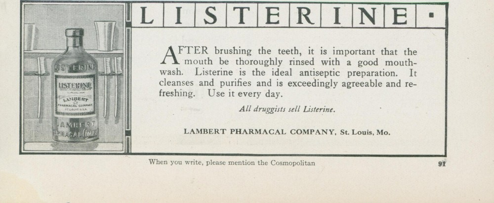 1914 Listerine Ideal Antiseptic Prep Bathroom Mouthwash Vtg Print Ad CO3