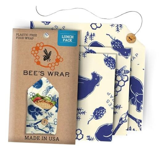 Reusable Beeswax Food Wraps Made in the USA, Eco Friendly Beeswax Wraps 3 CT