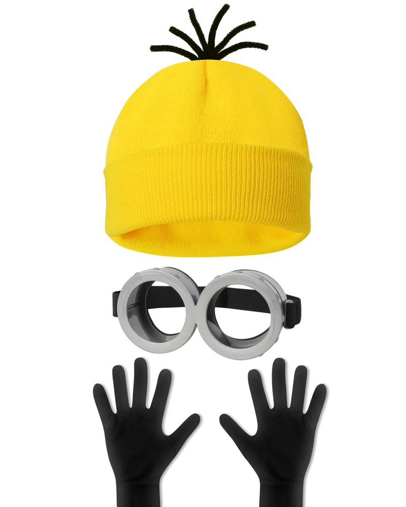 3 Pcs Halloween Costume Accessories Adult,Goggles Glasses/Yellow Beanie/Glove...