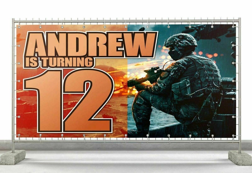 Battlefield Custom Happy Birthday Banner Personalized Poster M1910