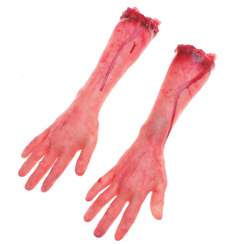 2 Pcs Hand Fake Body Parts with Blood Halloween Decoration Props Baby