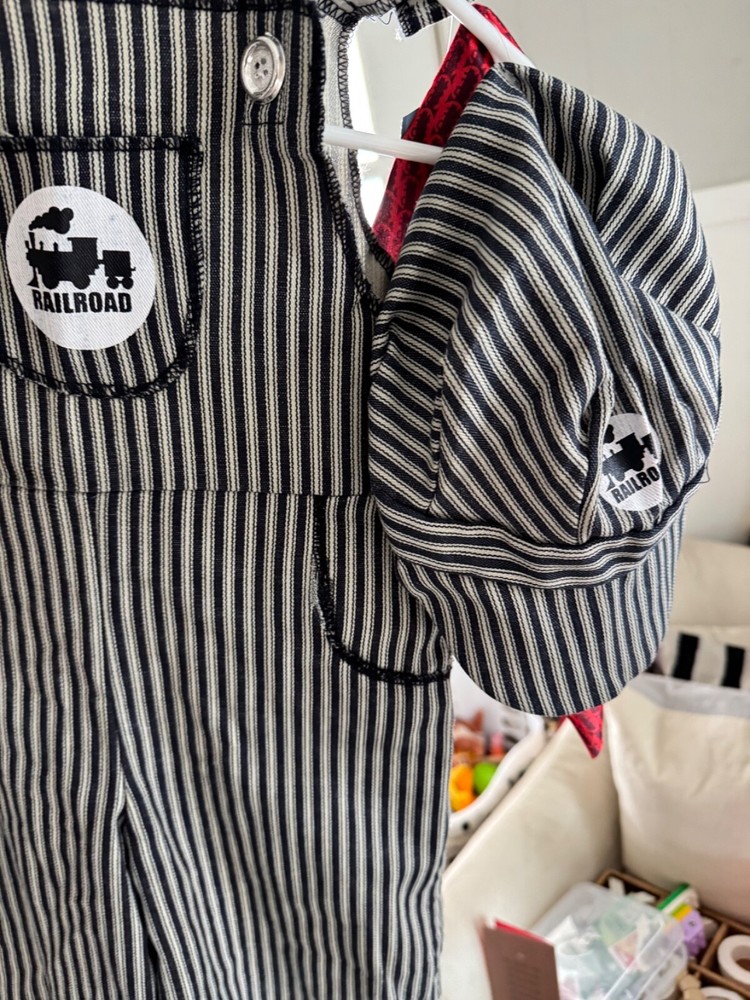 Little boys pretend play train engineer costume